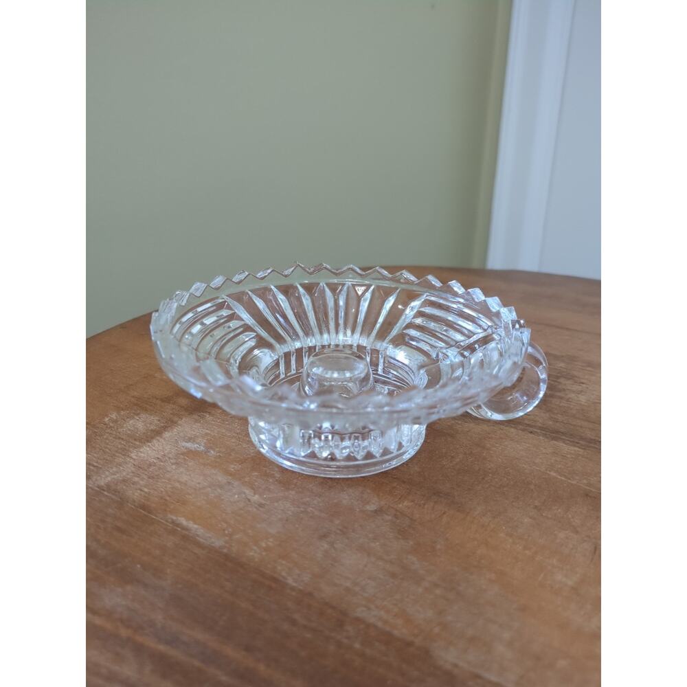 Vintage Jeannette Glass Company 464 Single Candlestick Sawtooth Rim Finger Hole